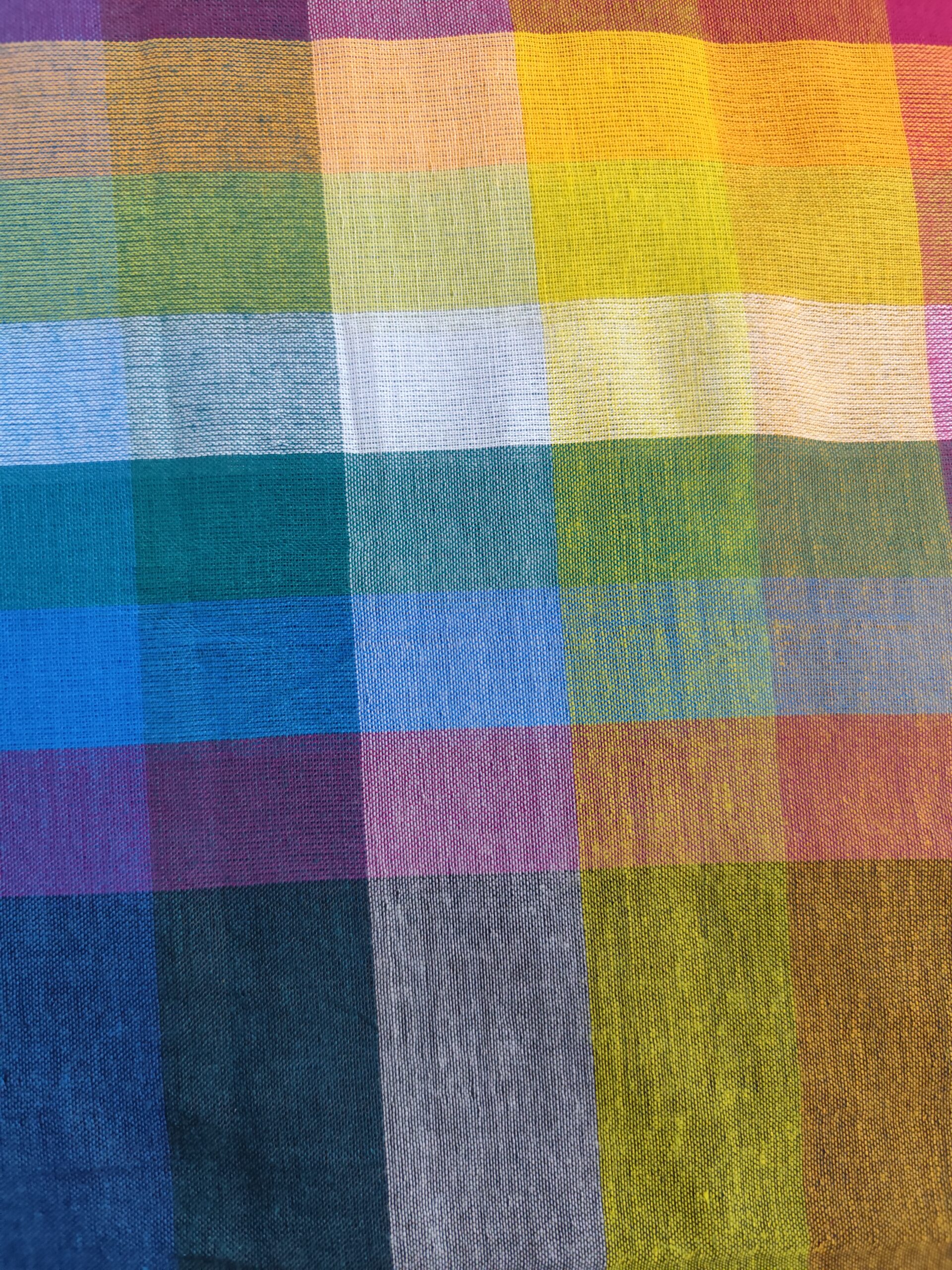 Blue colour Rainbow Handloom Cotton Saree - Image 3
