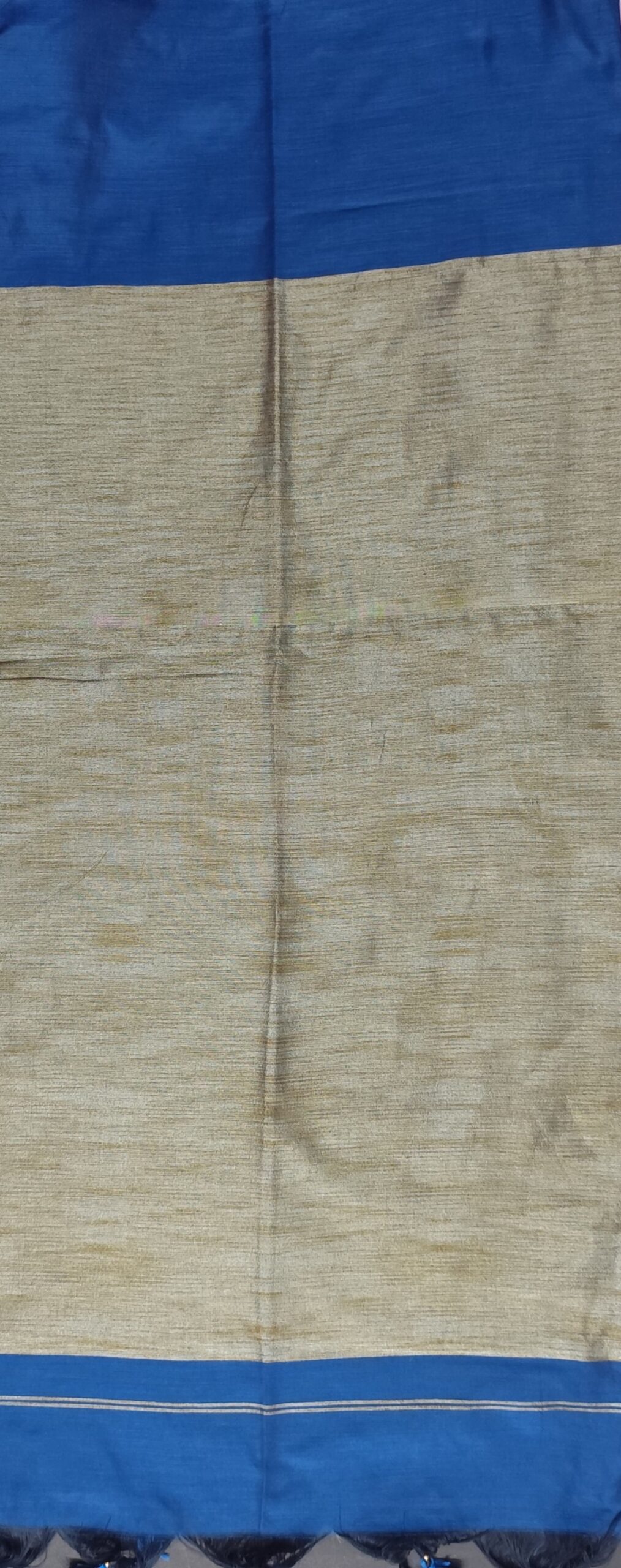 Mid blue Khadi Soft Cotton Saree - Image 3
