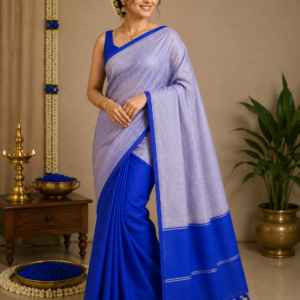 Royal Blue Khadi Soft Cotton Saree